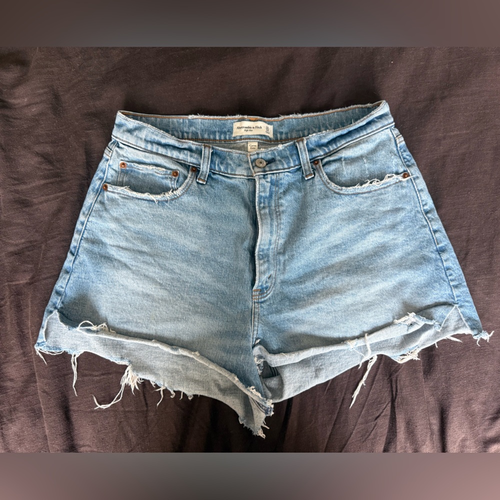 Abercrombie & Fitch Light Blue Frayed Jean Shorts